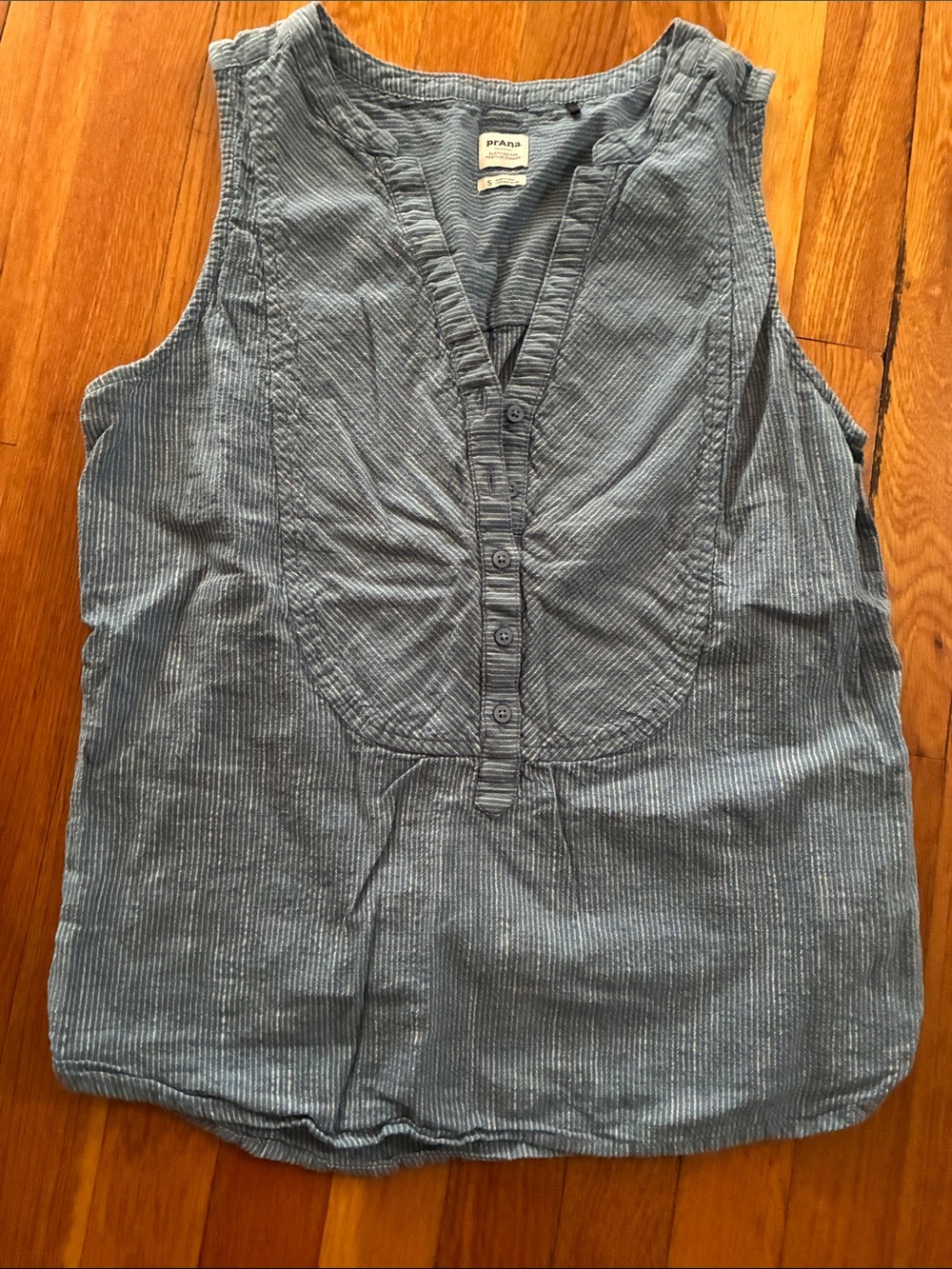Prana Blue Sleeveless Button-Up Tunic Top